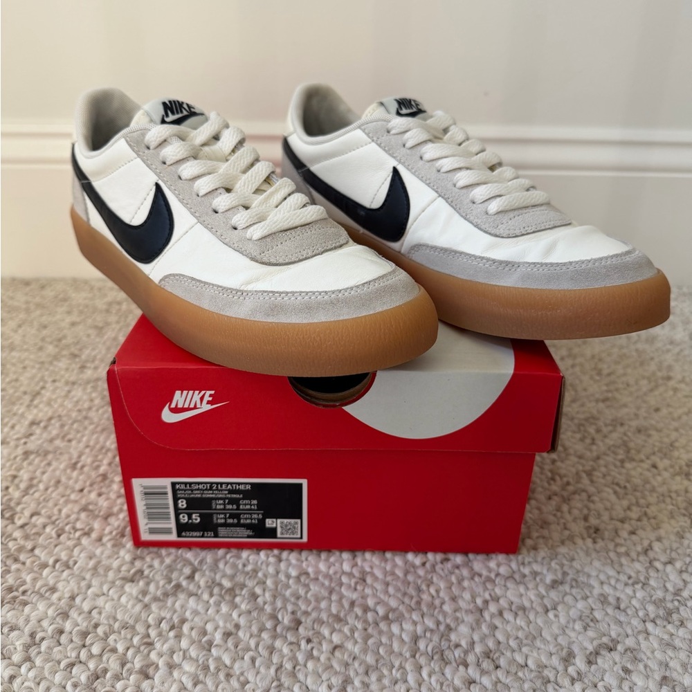 Nike Killshot 2 Leather Shoes, Men’s 8 or Women’s 9.5, Sail/Oil Gray Gum Yellow
